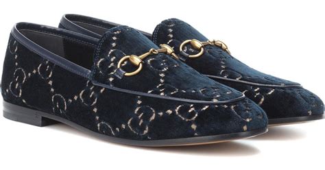 gucci blue velvet loafers